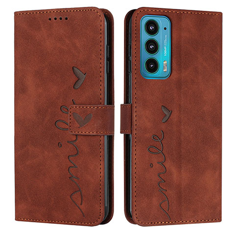 Custodia Portafoglio In Pelle Cover con Supporto Y03X per Motorola Moto Edge 20 5G Marrone