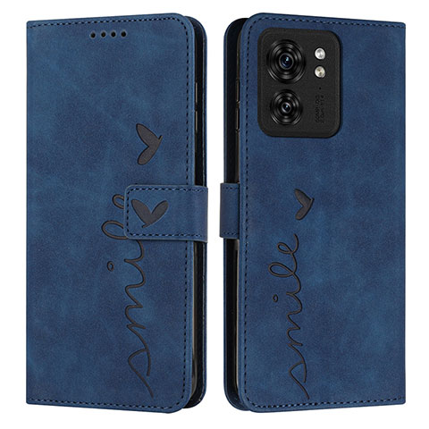 Custodia Portafoglio In Pelle Cover con Supporto Y03X per Motorola Moto Edge (2023) 5G Blu