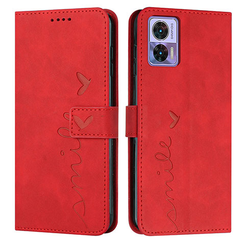 Custodia Portafoglio In Pelle Cover con Supporto Y03X per Motorola Moto Edge 30 Neo 5G Rosso