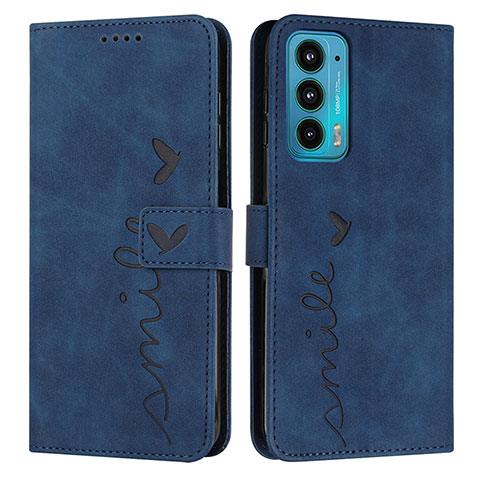 Custodia Portafoglio In Pelle Cover con Supporto Y03X per Motorola Moto Edge Lite 5G Blu