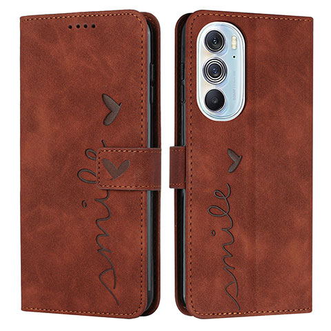 Custodia Portafoglio In Pelle Cover con Supporto Y03X per Motorola Moto Edge X30 5G Marrone