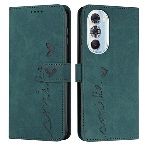 Custodia Portafoglio In Pelle Cover con Supporto Y03X per Motorola Moto Edge X30 5G Verde