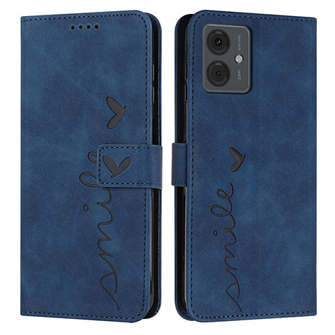 Custodia Portafoglio In Pelle Cover con Supporto Y03X per Motorola Moto G14 Blu