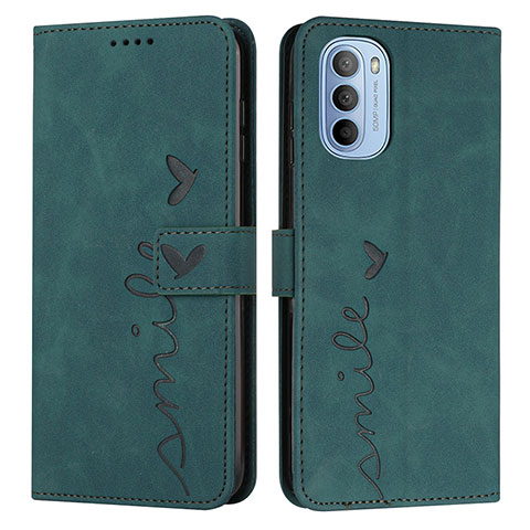 Custodia Portafoglio In Pelle Cover con Supporto Y03X per Motorola Moto G51 5G Verde