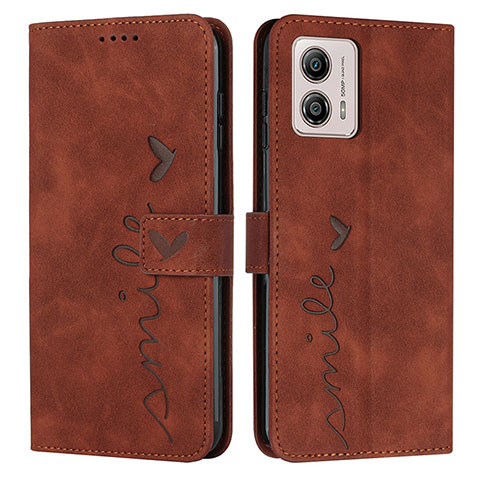 Custodia Portafoglio In Pelle Cover con Supporto Y03X per Motorola Moto G53j 5G Marrone