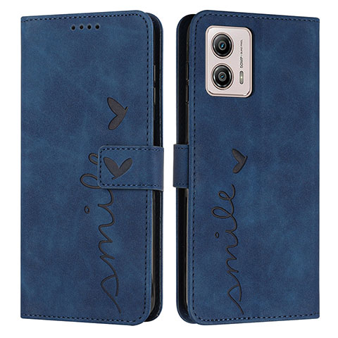 Custodia Portafoglio In Pelle Cover con Supporto Y03X per Motorola Moto G53y 5G Blu