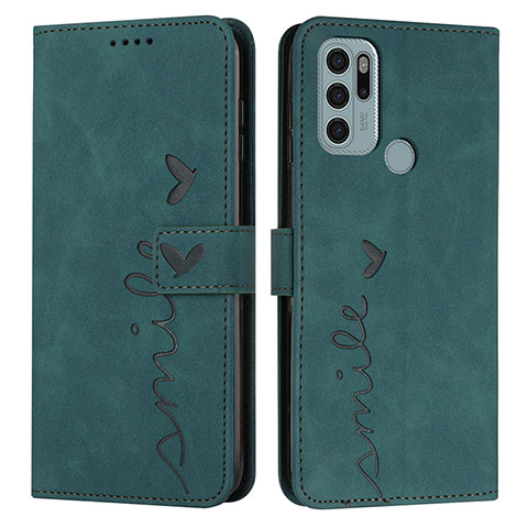 Custodia Portafoglio In Pelle Cover con Supporto Y03X per Motorola Moto G60s Verde