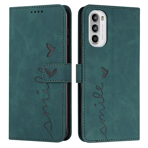 Custodia Portafoglio In Pelle Cover con Supporto Y03X per Motorola Moto G71s 5G Verde