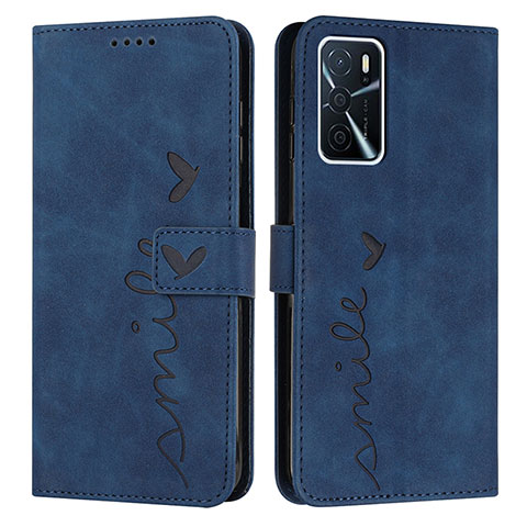 Custodia Portafoglio In Pelle Cover con Supporto Y03X per Oppo A16s Blu