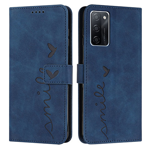 Custodia Portafoglio In Pelle Cover con Supporto Y03X per Oppo A55S 5G Blu