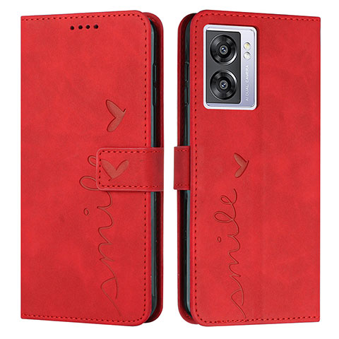 Custodia Portafoglio In Pelle Cover con Supporto Y03X per Oppo A57 5G Rosso