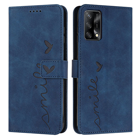 Custodia Portafoglio In Pelle Cover con Supporto Y03X per Oppo A74 4G Blu