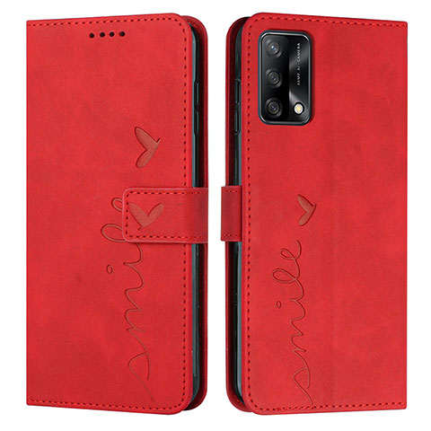 Custodia Portafoglio In Pelle Cover con Supporto Y03X per Oppo A74 4G Rosso