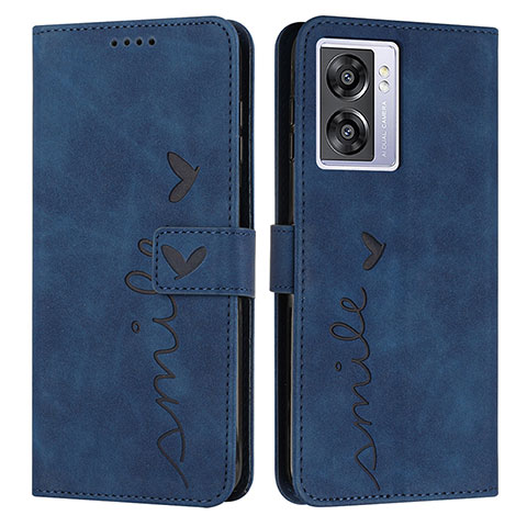 Custodia Portafoglio In Pelle Cover con Supporto Y03X per Oppo A77 5G Blu