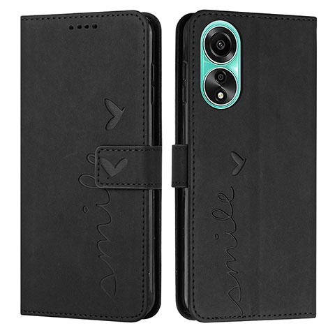 Custodia Portafoglio In Pelle Cover con Supporto Y03X per Oppo A78 4G Nero