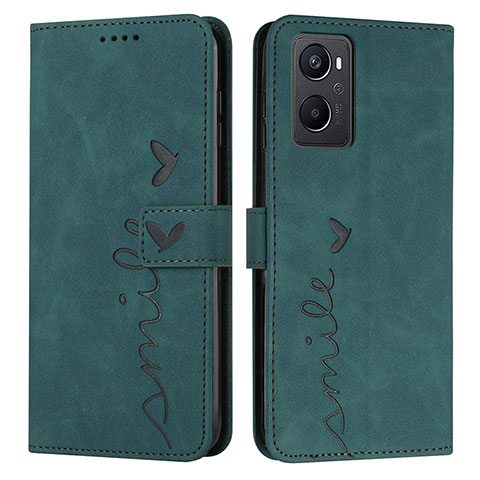 Custodia Portafoglio In Pelle Cover con Supporto Y03X per Oppo A96 4G Verde