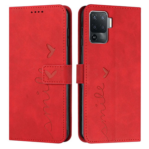 Custodia Portafoglio In Pelle Cover con Supporto Y03X per Oppo F19 Pro Rosso