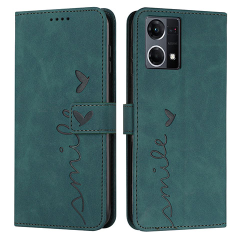 Custodia Portafoglio In Pelle Cover con Supporto Y03X per Oppo F21 Pro 4G Verde