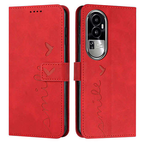 Custodia Portafoglio In Pelle Cover con Supporto Y03X per Oppo Reno10 Pro+ Plus 5G Rosso