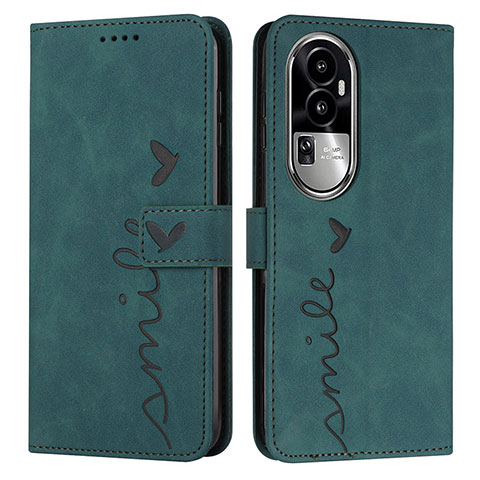 Custodia Portafoglio In Pelle Cover con Supporto Y03X per Oppo Reno10 Pro+ Plus 5G Verde