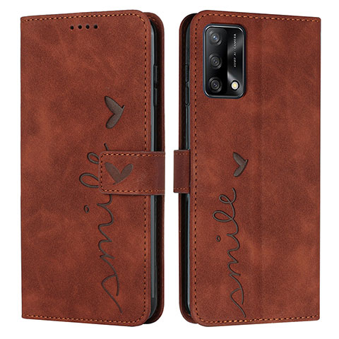 Custodia Portafoglio In Pelle Cover con Supporto Y03X per Oppo Reno6 Lite Marrone