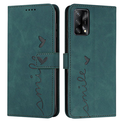 Custodia Portafoglio In Pelle Cover con Supporto Y03X per Oppo Reno6 Lite Verde