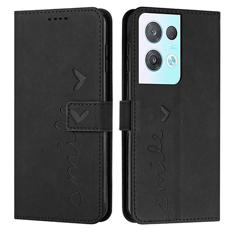 Custodia Portafoglio In Pelle Cover con Supporto Y03X per Oppo Reno9 Pro+ Plus 5G Nero