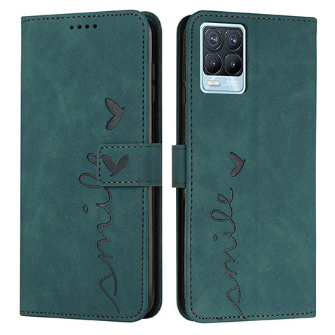 Custodia Portafoglio In Pelle Cover con Supporto Y03X per Realme 8 4G Verde