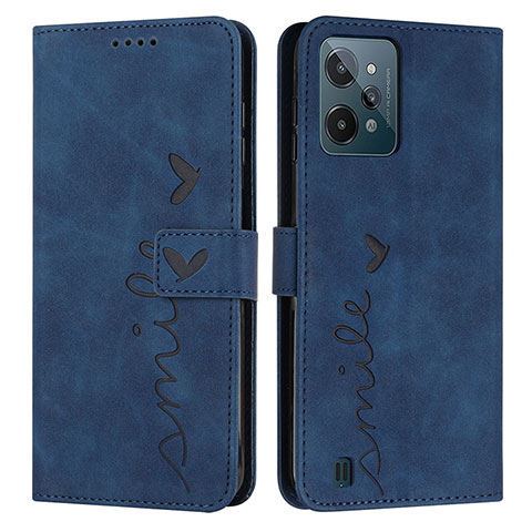 Custodia Portafoglio In Pelle Cover con Supporto Y03X per Realme C31 Blu