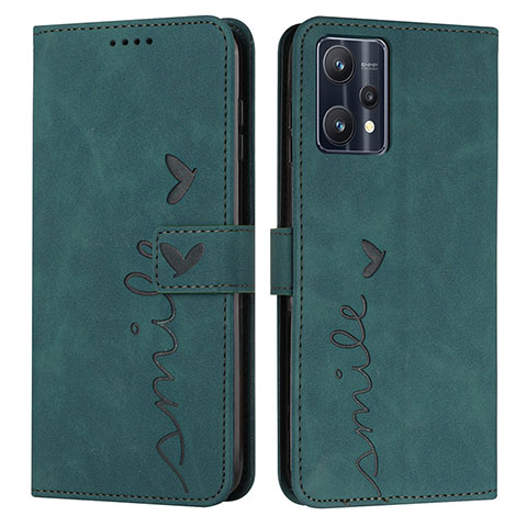 Custodia Portafoglio In Pelle Cover con Supporto Y03X per Realme Q5 5G Verde