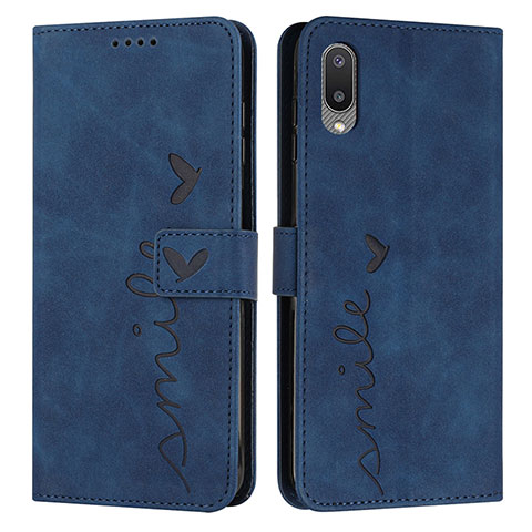 Custodia Portafoglio In Pelle Cover con Supporto Y03X per Samsung Galaxy A02 Blu