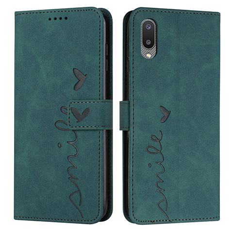 Custodia Portafoglio In Pelle Cover con Supporto Y03X per Samsung Galaxy A02 Verde