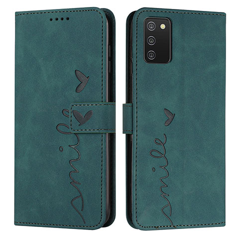 Custodia Portafoglio In Pelle Cover con Supporto Y03X per Samsung Galaxy A02s Verde