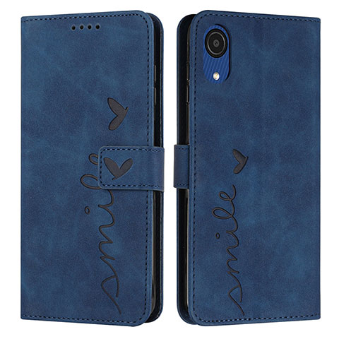 Custodia Portafoglio In Pelle Cover con Supporto Y03X per Samsung Galaxy A03 Core Blu