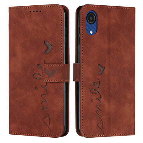 Custodia Portafoglio In Pelle Cover con Supporto Y03X per Samsung Galaxy A03 Core Marrone