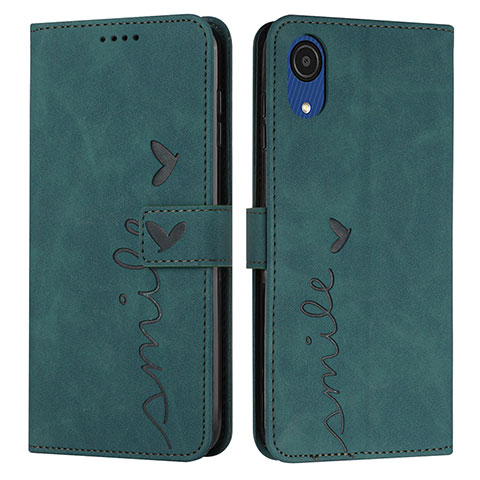 Custodia Portafoglio In Pelle Cover con Supporto Y03X per Samsung Galaxy A03 Core Verde