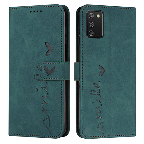 Custodia Portafoglio In Pelle Cover con Supporto Y03X per Samsung Galaxy A03s Verde