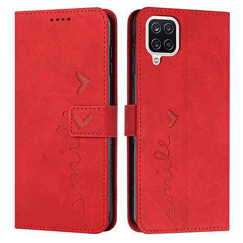 Custodia Portafoglio In Pelle Cover con Supporto Y03X per Samsung Galaxy A12 Rosso