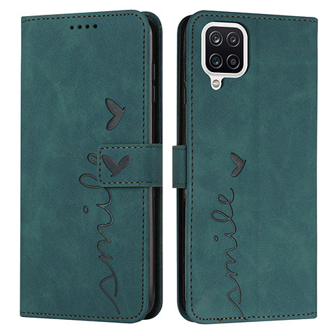 Custodia Portafoglio In Pelle Cover con Supporto Y03X per Samsung Galaxy A12 Verde