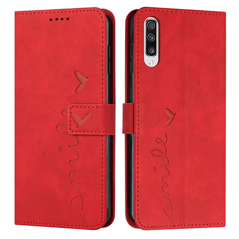 Custodia Portafoglio In Pelle Cover con Supporto Y03X per Samsung Galaxy A50 Rosso