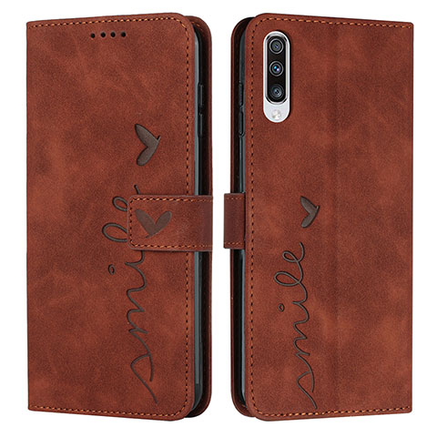 Custodia Portafoglio In Pelle Cover con Supporto Y03X per Samsung Galaxy A50S Marrone