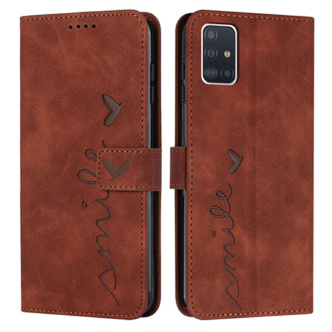 Custodia Portafoglio In Pelle Cover con Supporto Y03X per Samsung Galaxy A71 5G Marrone