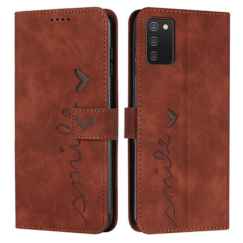 Custodia Portafoglio In Pelle Cover con Supporto Y03X per Samsung Galaxy M02s Marrone