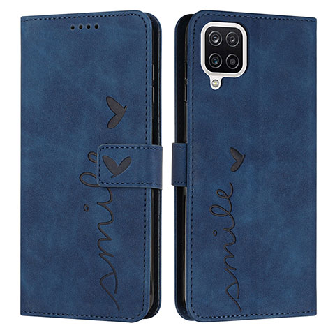 Custodia Portafoglio In Pelle Cover con Supporto Y03X per Samsung Galaxy M12 Blu