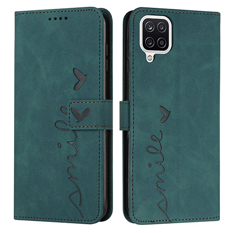 Custodia Portafoglio In Pelle Cover con Supporto Y03X per Samsung Galaxy M12 Verde