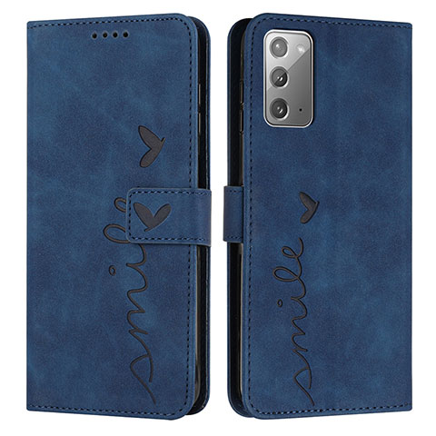 Custodia Portafoglio In Pelle Cover con Supporto Y03X per Samsung Galaxy Note 20 5G Blu