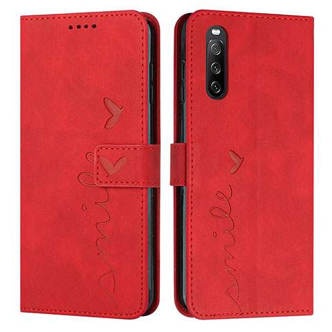 Custodia Portafoglio In Pelle Cover con Supporto Y03X per Sony Xperia 10 V Rosso