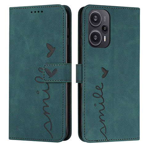 Custodia Portafoglio In Pelle Cover con Supporto Y03X per Xiaomi Poco F5 5G Verde