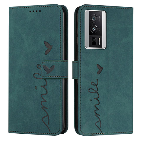 Custodia Portafoglio In Pelle Cover con Supporto Y03X per Xiaomi Poco F5 Pro 5G Verde