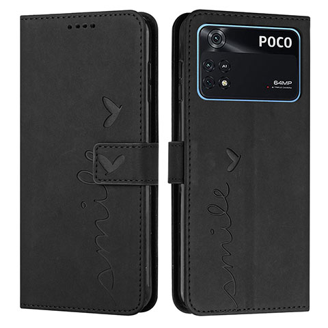 Custodia Portafoglio In Pelle Cover con Supporto Y03X per Xiaomi Poco M4 Pro 4G Nero